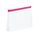 Airtight plastic toiletry bag with coloured zipper pink colour