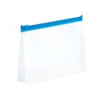 Airtight plastic toiletry bag with coloured zipper light blue colour