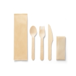 Disposable wooden cutlery set in a printable case natural colour first view