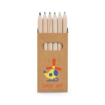 Printable box of 6 coloured pencils, Essential brown colour image with logo 2