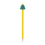 Pencil with rubber Santa Claus figure for children yellow colour