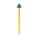 Pencil with rubber Santa Claus figure for children yellow colour image with logo