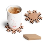 Set of 4 wooden coasters in the shape of a snowflake various colours