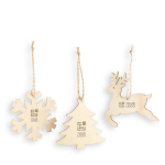 3 piece wooden hanging Christmas ornament set main view