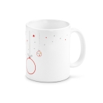 Ceramic mug with Christmas bauble print, 340ml red colour