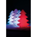 Glowing plastic Christmas tree with colourful lights white colour ambient view