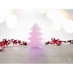 Glowing plastic Christmas tree with colourful lights white colour fourth ambient view