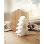 Glowing plastic Christmas tree with colourful lights white colour main view