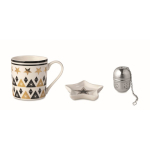 Starry cup, tea filter and star-shaped saucer set, 320 ml wood colour third view