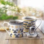 Starry cup, tea filter and star-shaped saucer set, 320 ml wood colour ambient view