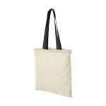 Cotton bag with long coloured handles, 100 g/m² black colour