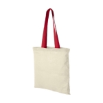 Cotton bag with long coloured handles, 100 g/m² red colour