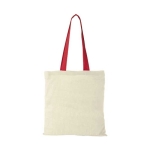 Cotton bag with long coloured handles, 100 g/m² red colour