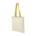 Cotton bag with long coloured handles, 100 g/m² yellow colour