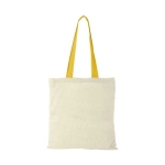 Cotton bag with long coloured handles, 100 g/m² yellow colour