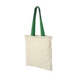 Cotton bag with long coloured handles, 100 g/m² green colour