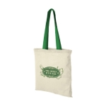 Cotton bag with long coloured handles, 100 g/m² green colour