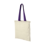 Cotton bag with long coloured handles, 100 g/m² violet colour