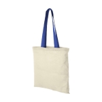 Cotton bag with long coloured handles, 100 g/m² royal blue colour