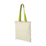 Cotton bag with long coloured handles, 100 g/m² lime colour