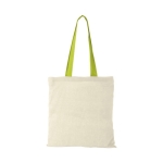 Cotton bag with long coloured handles, 100 g/m² lime colour