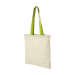 Cotton bag with long coloured handles, 100 g/m² light-green colour