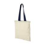 Cotton bag with long coloured handles, 100 g/m² navy-blue colour