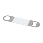 Steel bottle opener with colour detail white colour