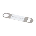 Steel bottle opener with colour detail white colour