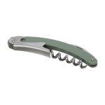 Stainless steel corkscrew with bottle opener green colour