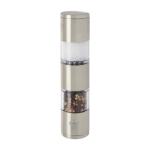 Salt and pepper grinder with dual ends silver colour