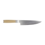 Stainless steel chef knife with bamboo handle light wood colour