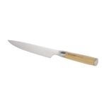 Stainless steel chef knife with bamboo handle light wood colour