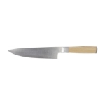 Stainless steel chef knife with bamboo handle light wood colour