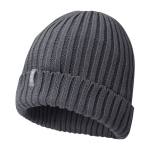 Organic cotton hat with folded brim dark grey colour