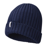 Organic cotton hat with folded brim navy-blue colour