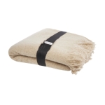 Mohair and RPET blanket in light tones with fringes, 215 g/m² beige colour