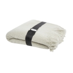 Mohair and RPET blanket in light tones with fringes, 215 g/m² light grey colour