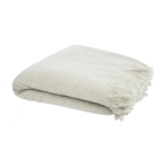 Mohair and RPET blanket in light tones with fringes, 215 g/m² light grey colour