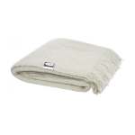 Mohair and RPET blanket in light tones with fringes, 215 g/m² light grey colour