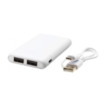 Pocket-sized external battery with two ports, 5,000 mAh white colour