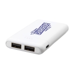 Pocket-sized external battery with two ports, 5,000 mAh white colour