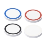 Round wireless charging base with a touch of colour white colour