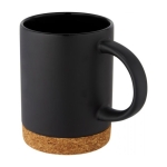 Ceramic mug with cork base, 425 ml black colour