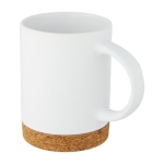 Ceramic mug with cork base, 425 ml white colour