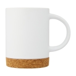 Ceramic mug with cork base, 425 ml white colour