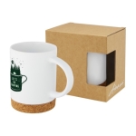 Ceramic mug with cork base, 425 ml white colour