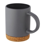 Ceramic mug with cork base, 425 ml dark grey colour