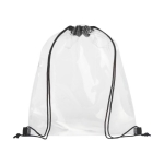 Transparent drawstring bag with coloured cords black colour