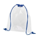 Transparent drawstring bag with coloured cords royal blue colour